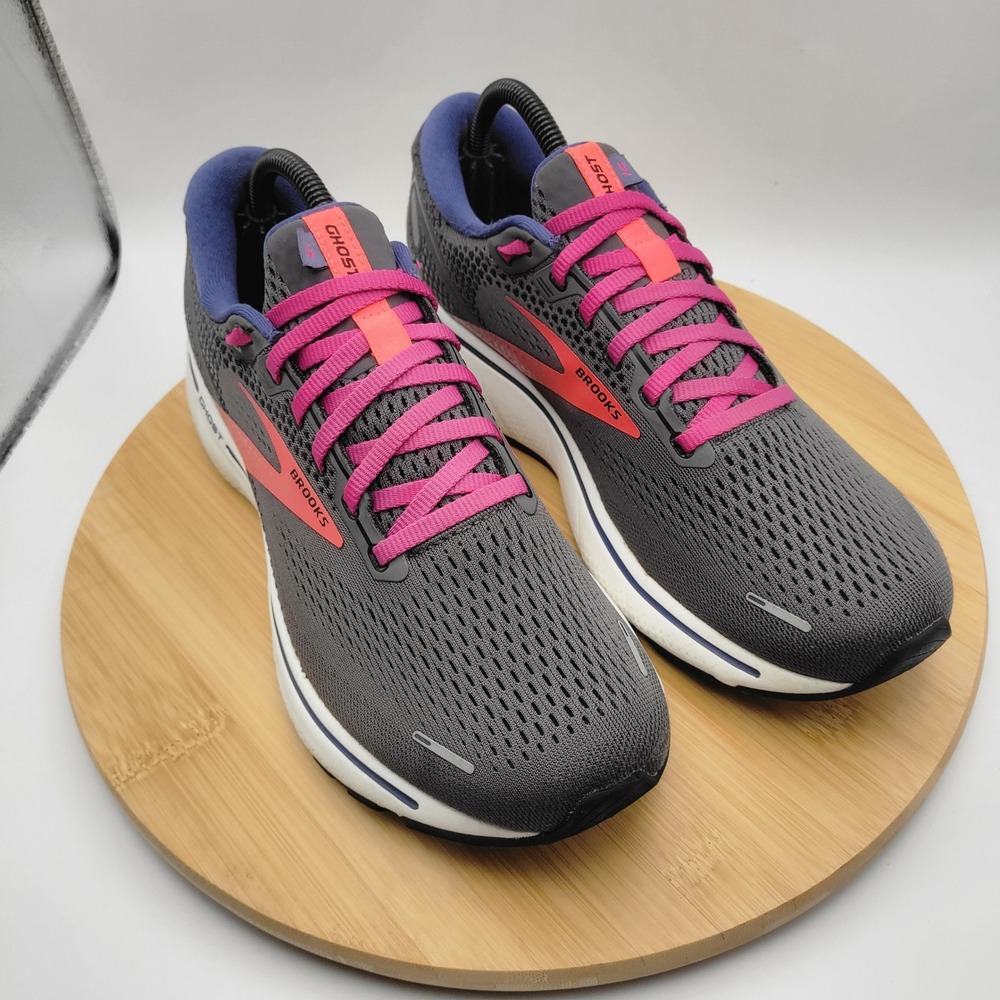 Brooks Ghost 14 Womens Running Shoes Grey Pink Purple 1203561B058 Size 10